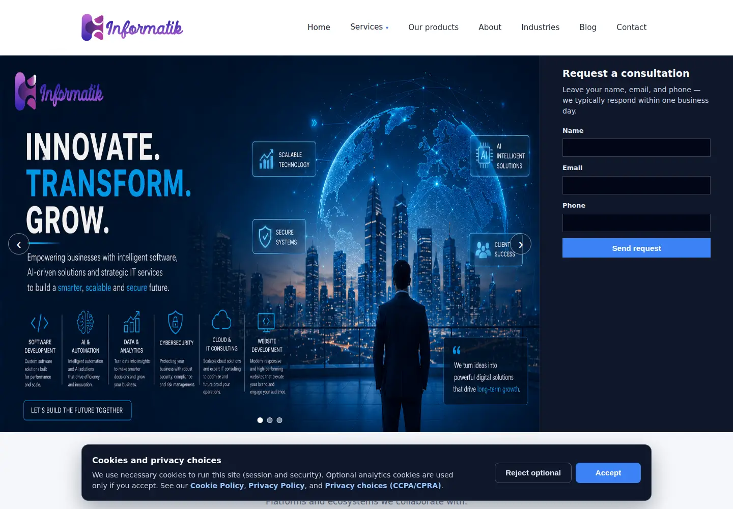 Captured homepage of ktinformatik.com in the current scan