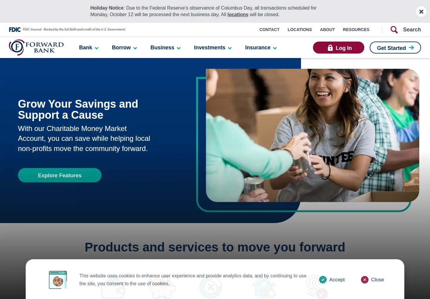 Captured homepage of forward.bank in the current scan