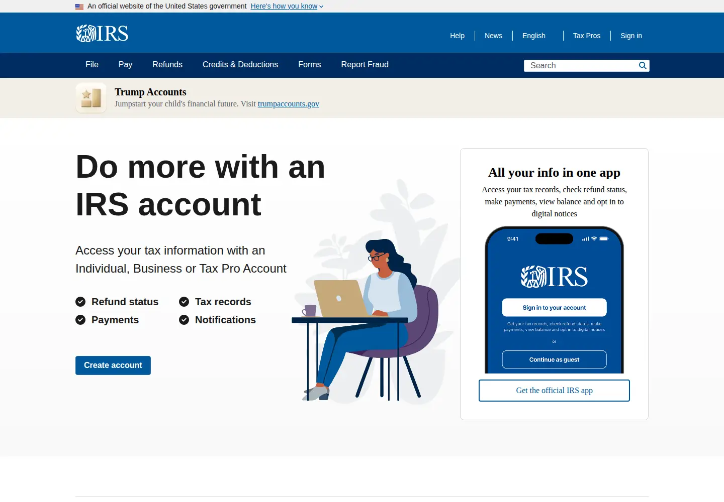 Screenshot of irs.gov
