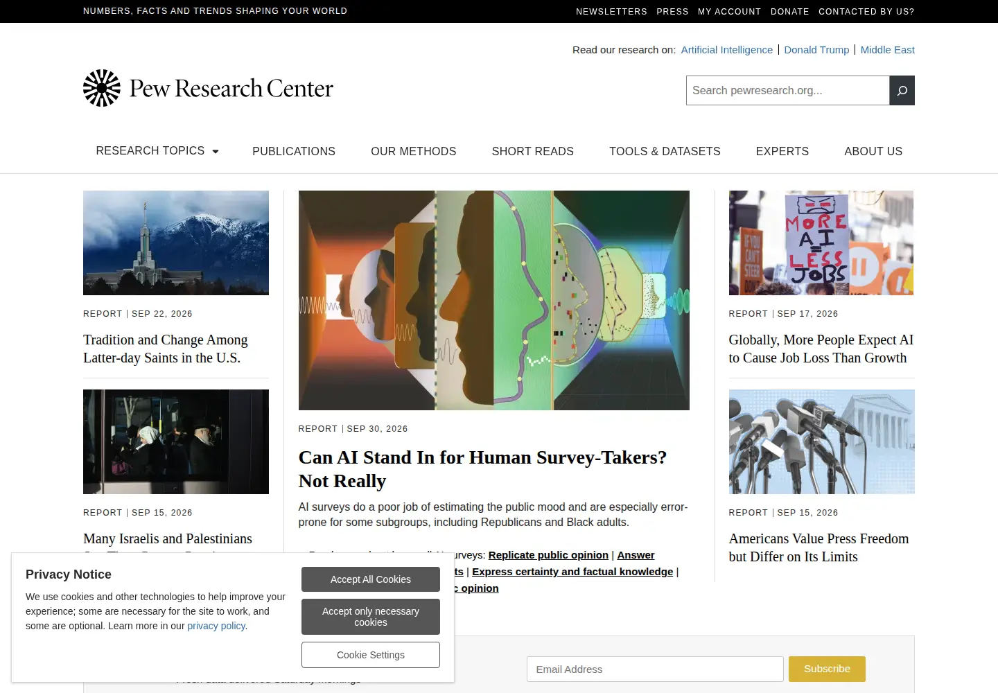 Screenshot of pewresearch.org