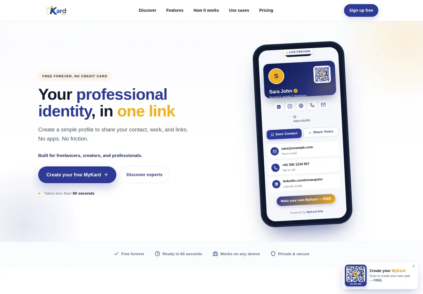 Screenshot of mykard.link