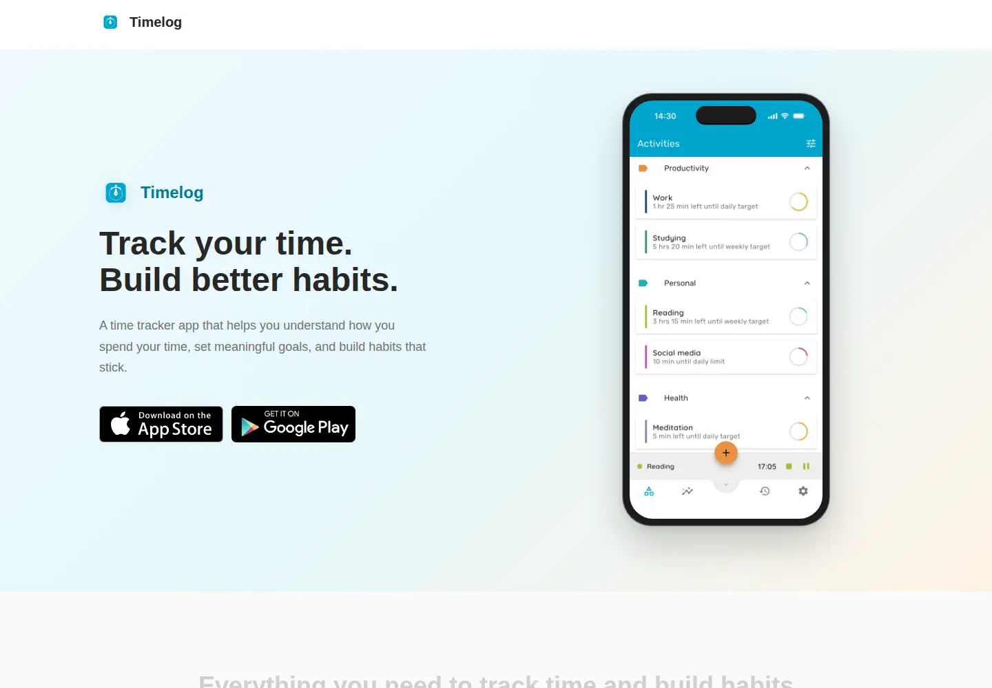 Screenshot of timelog.link