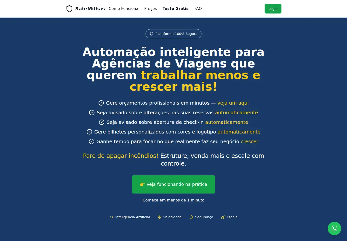 Captured homepage of safemilhas.com.br in the current scan