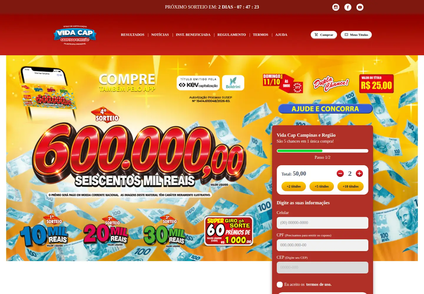 Screenshot of vidacap.com.br