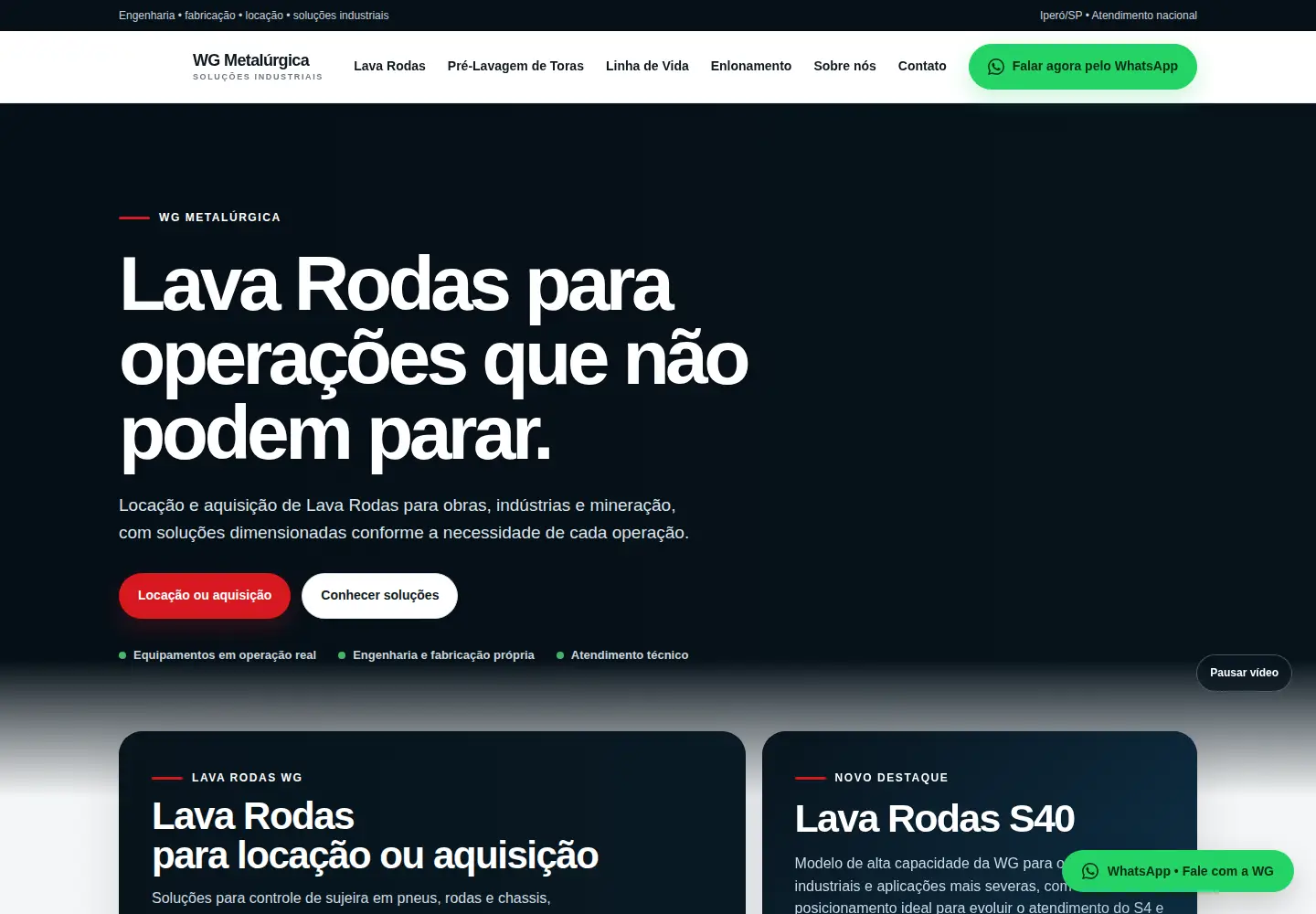 Captured homepage of wgmetalurgica.com.br in the current scan