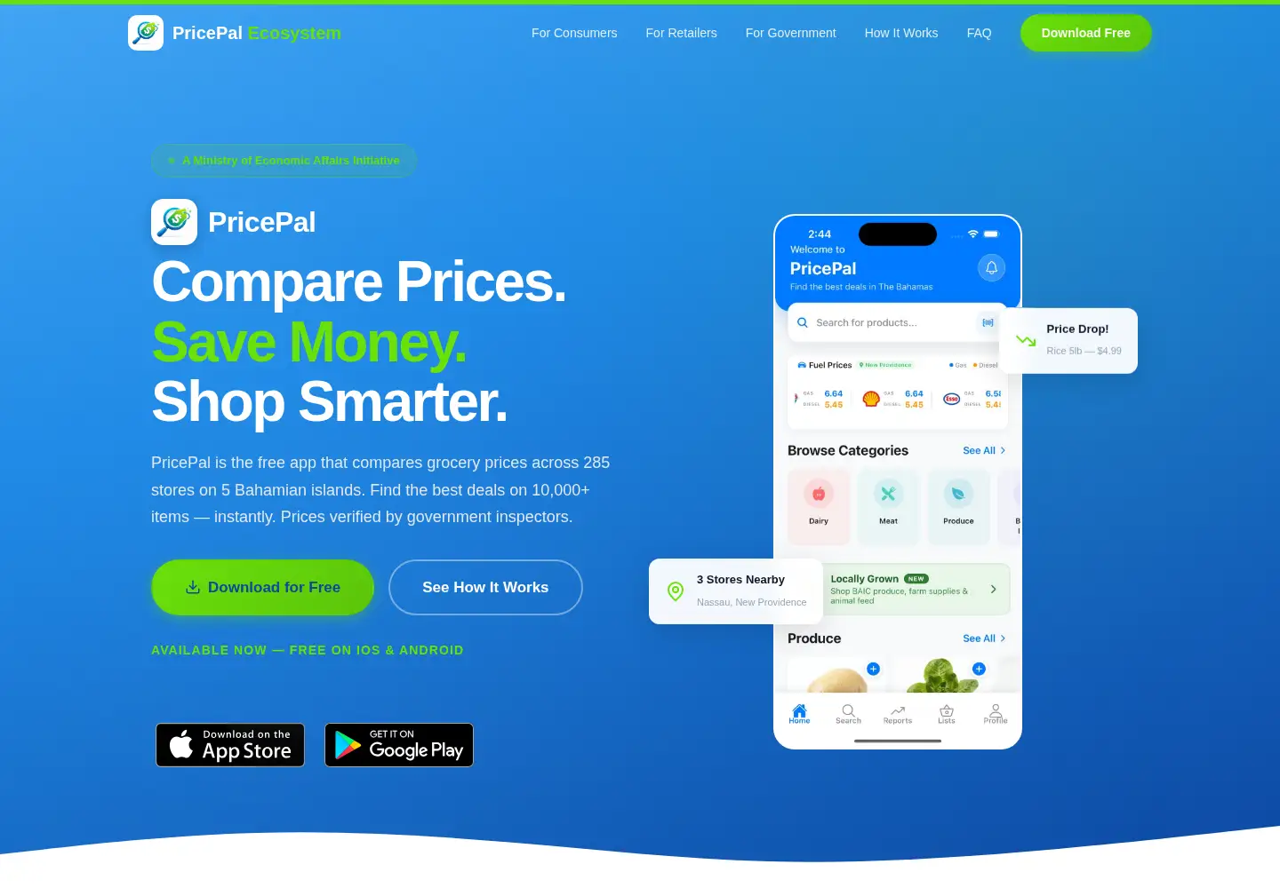 Screenshot of pricepal.gov.bs