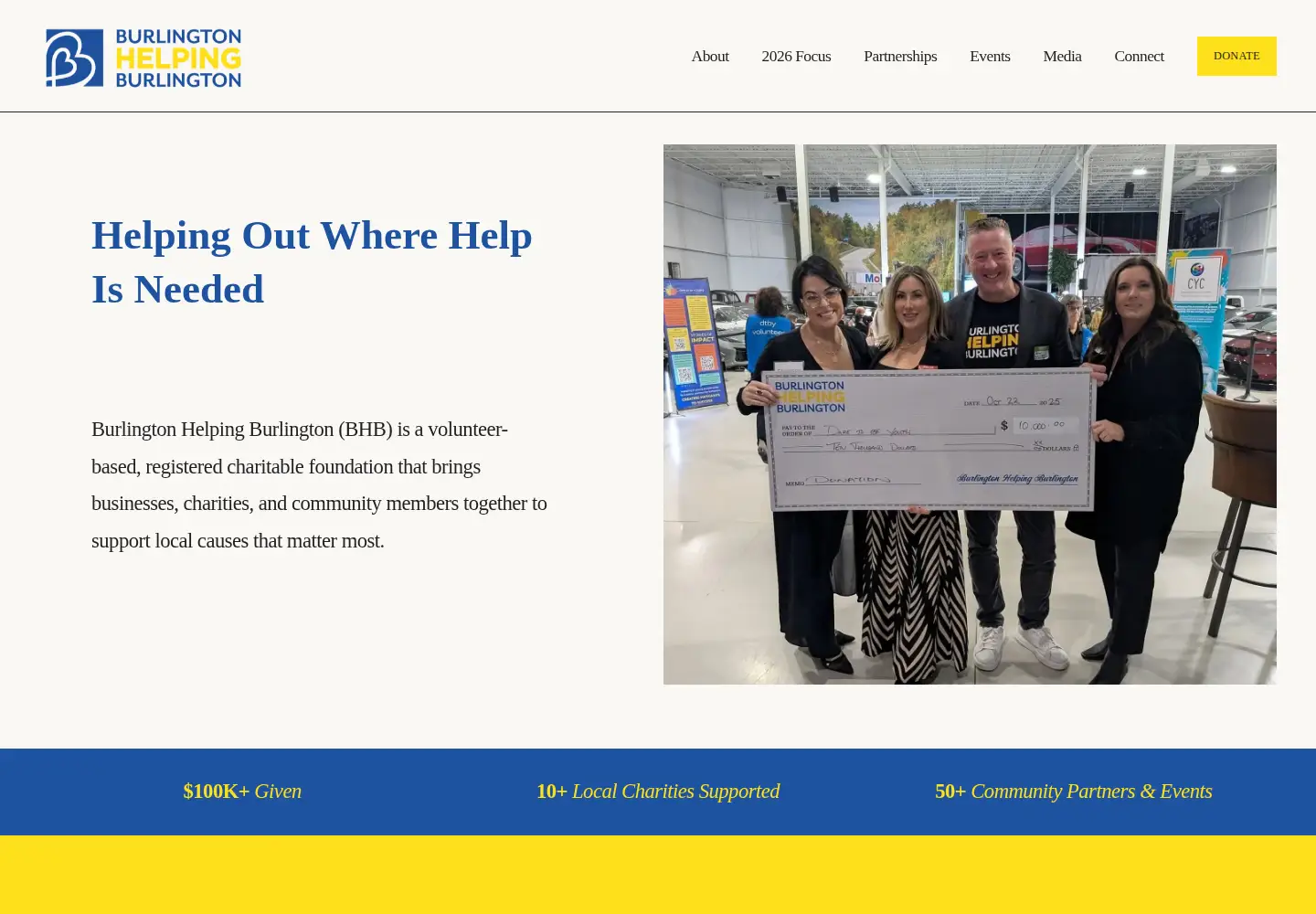 Screenshot of burlingtonhelpingburlington.ca