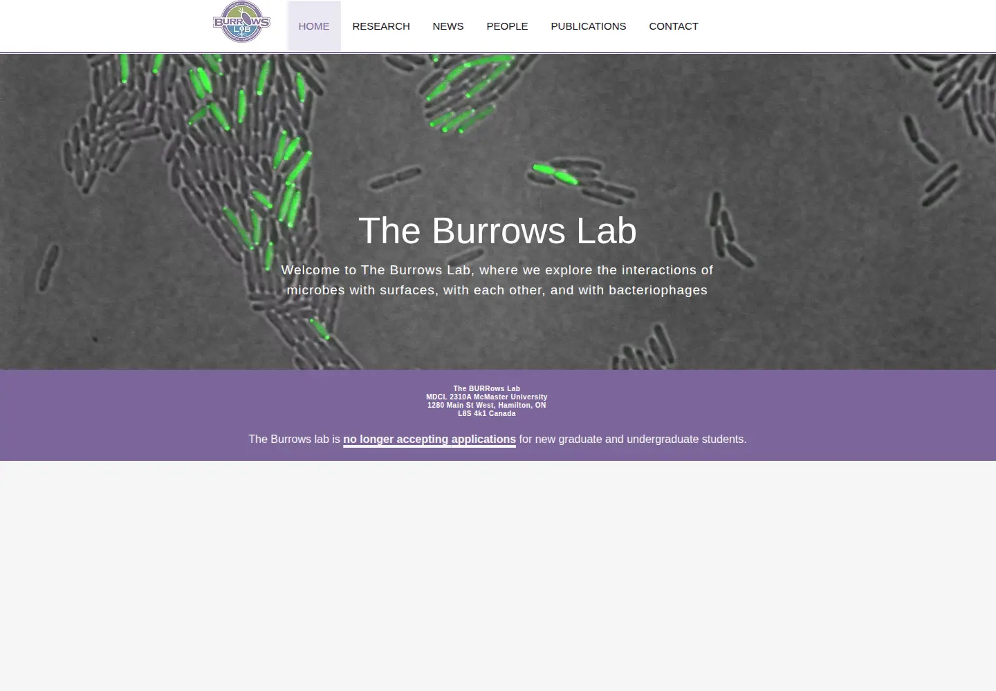 Captured homepage of burrowslab.ca in the current scan