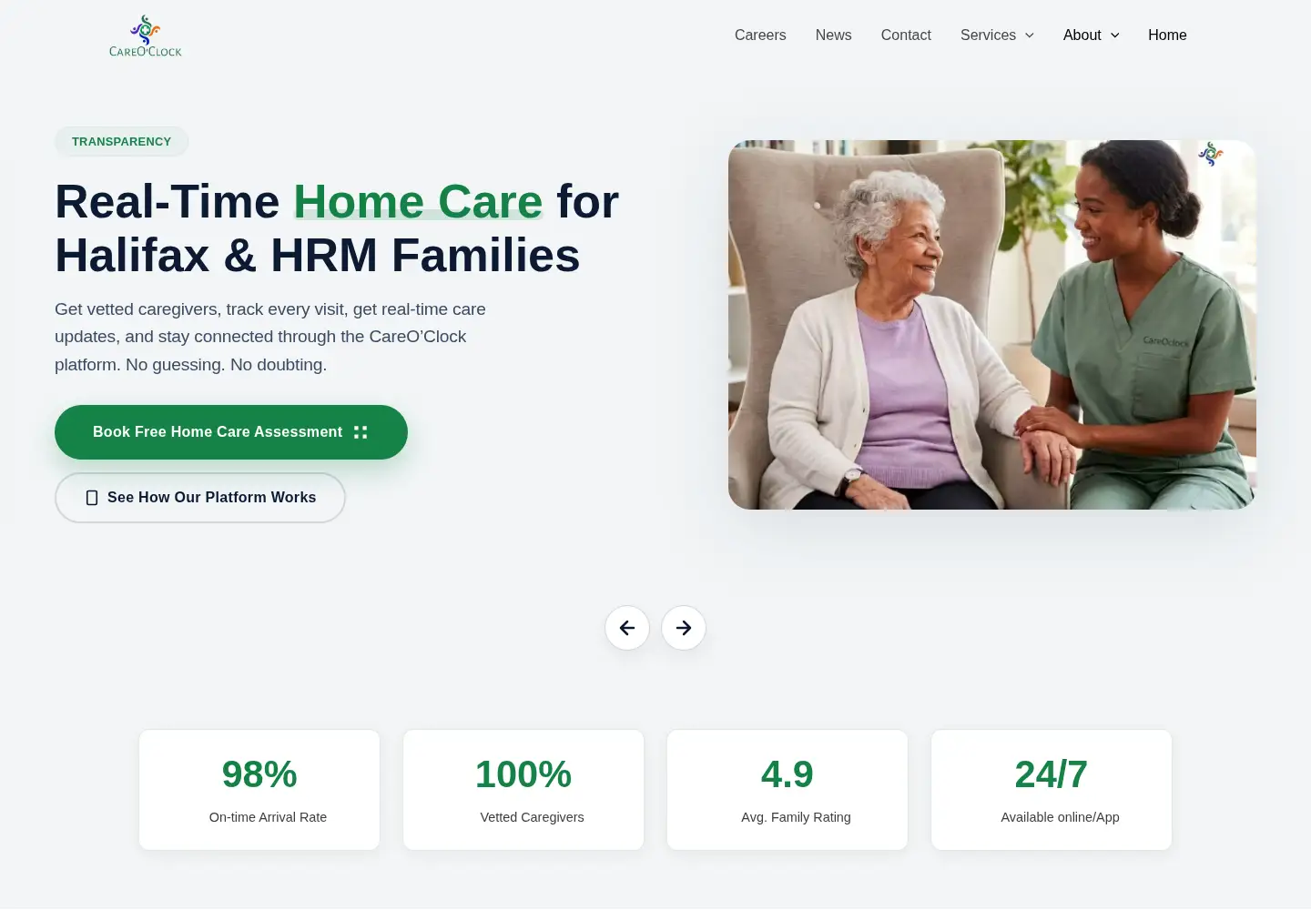 Screenshot of careoclock.ca
