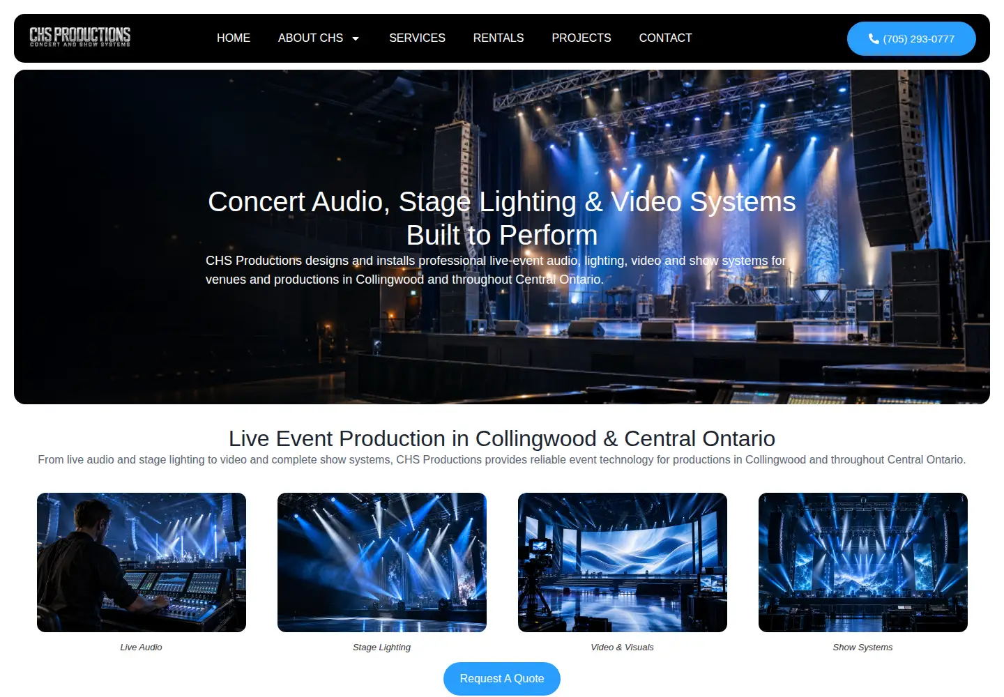Screenshot of chsproductions.ca