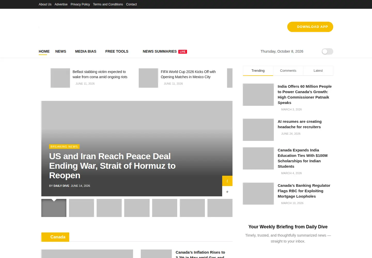 Screenshot of dailydive.ca