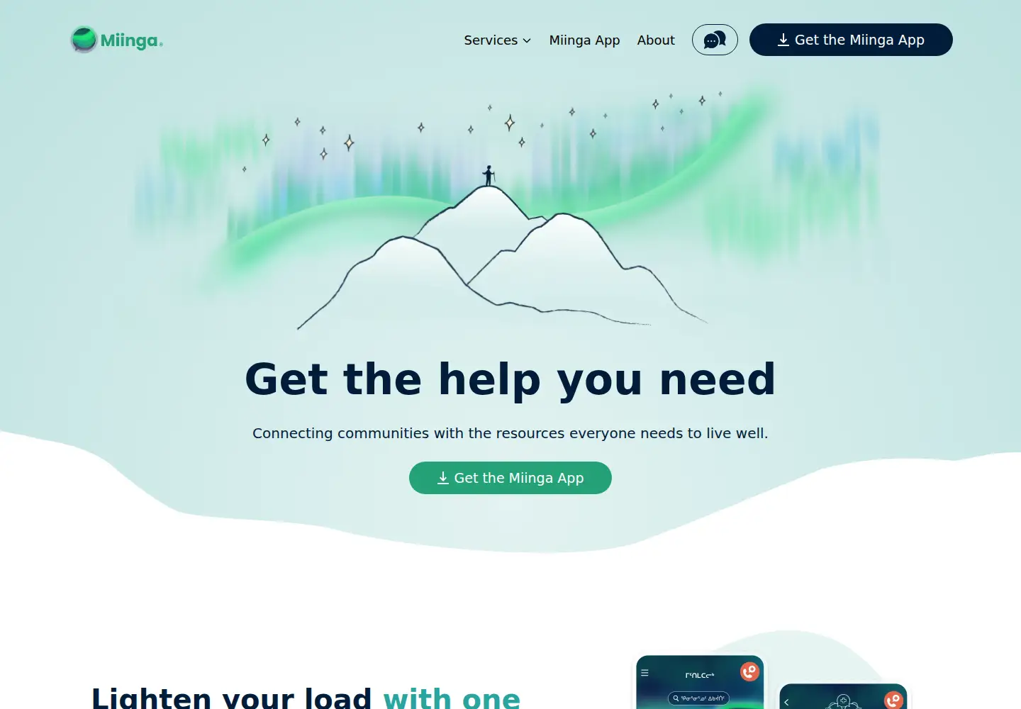 Screenshot of miinga.ca