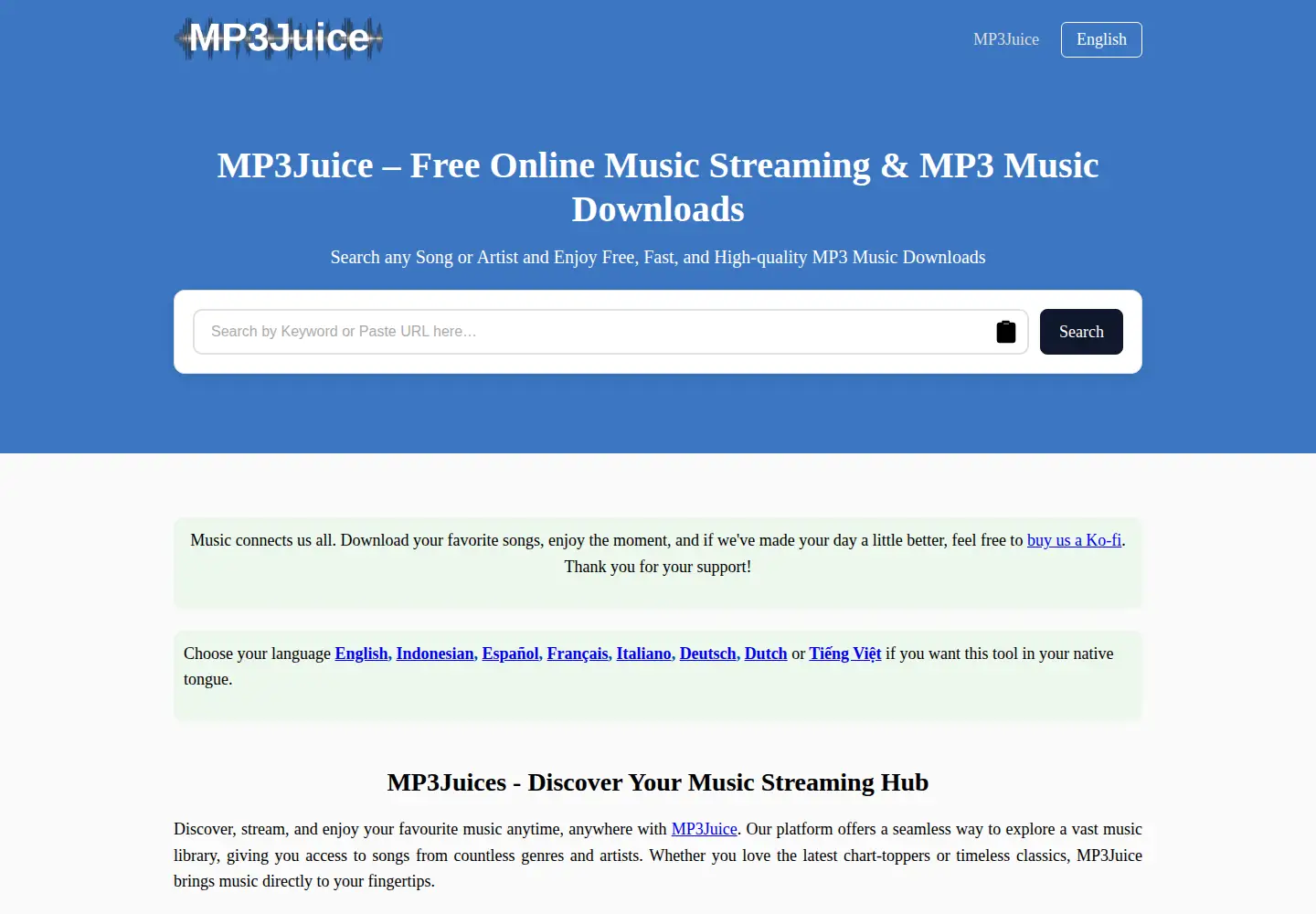 Captured homepage of mp3juice.ca in the current scan