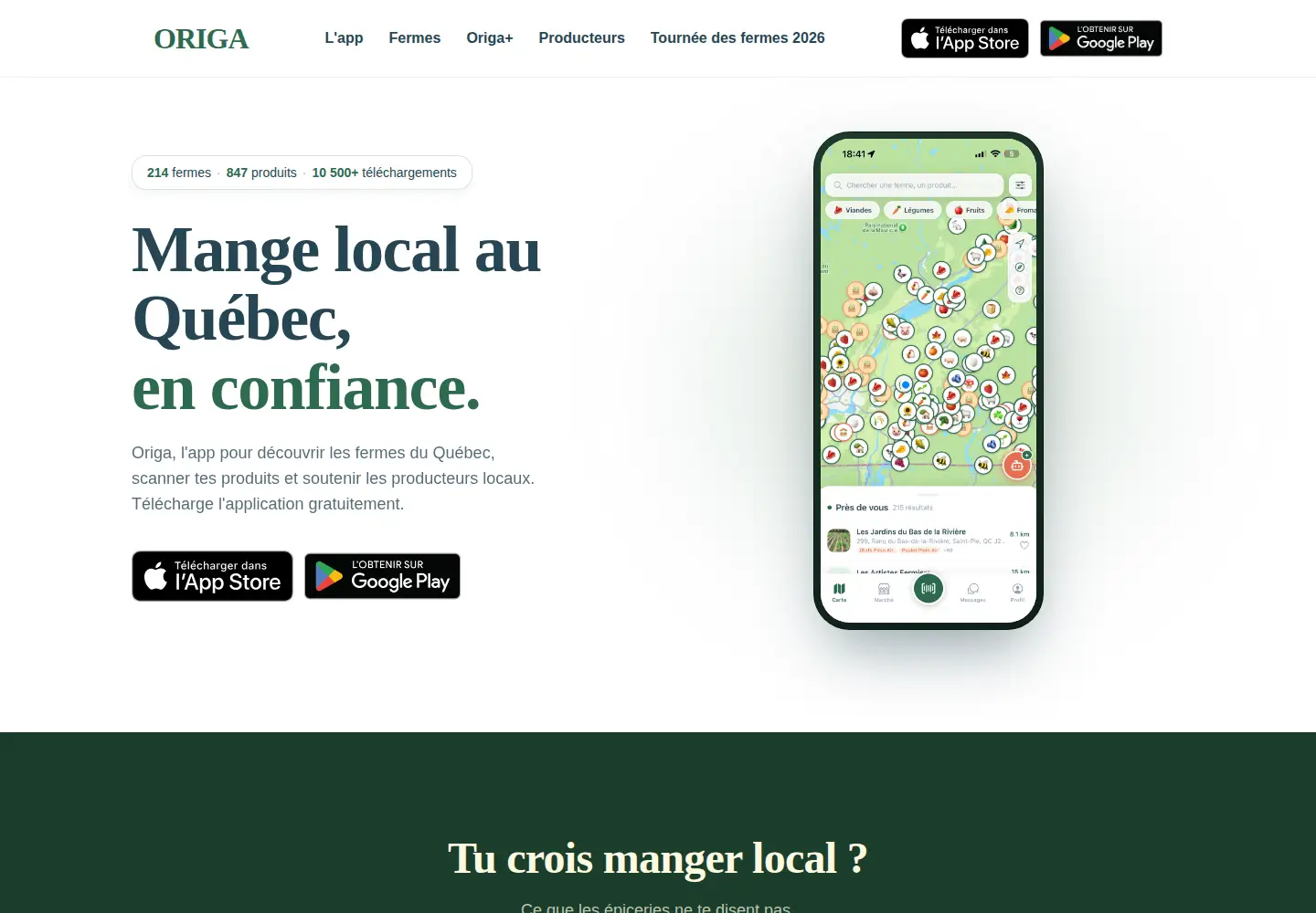 Screenshot of origa.ca