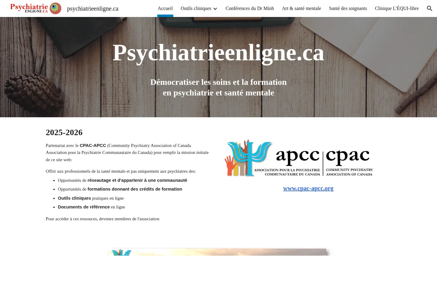 Captured homepage of psychiatrieenligne.ca in the current scan