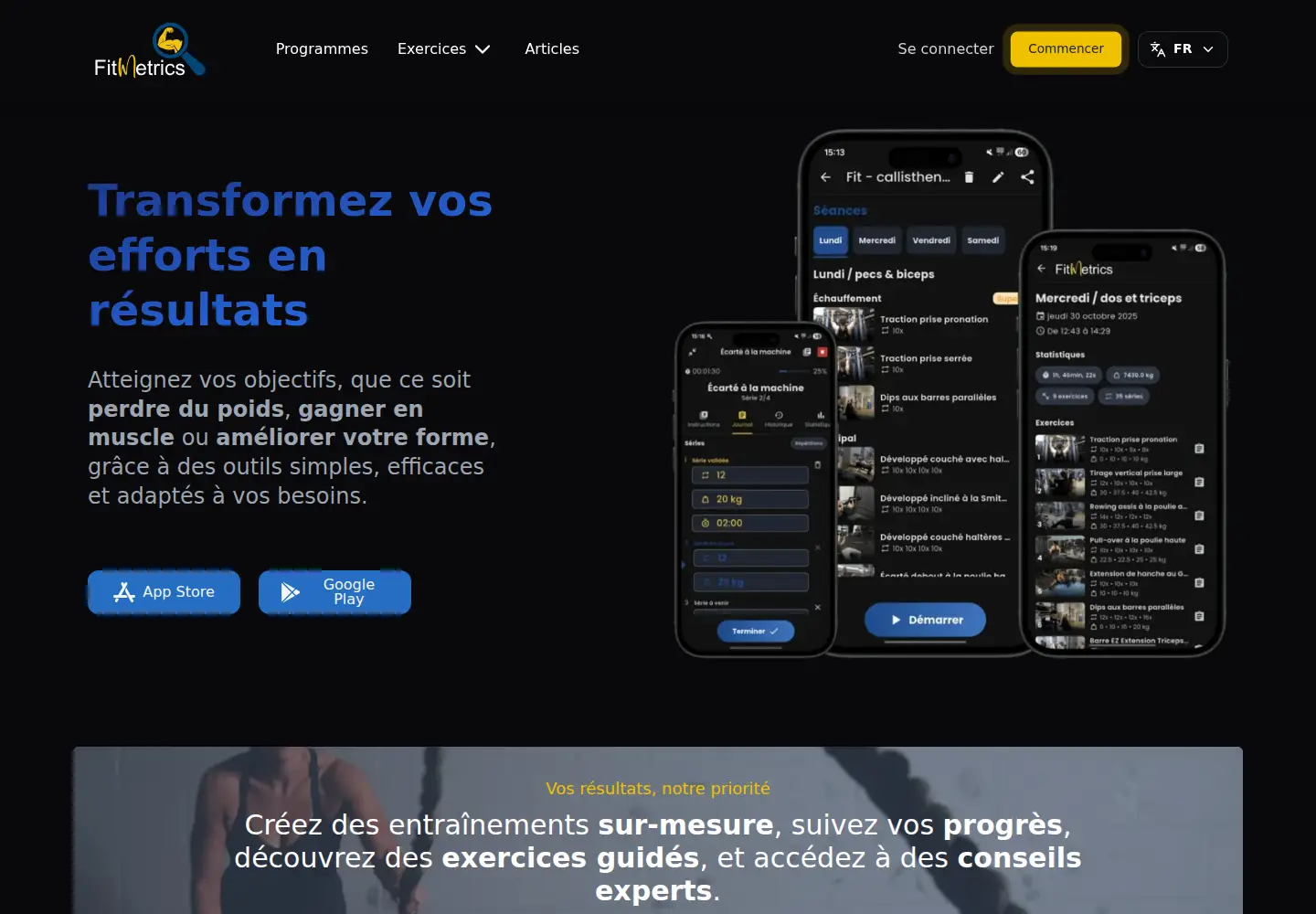 Screenshot of fitmetrics.ch