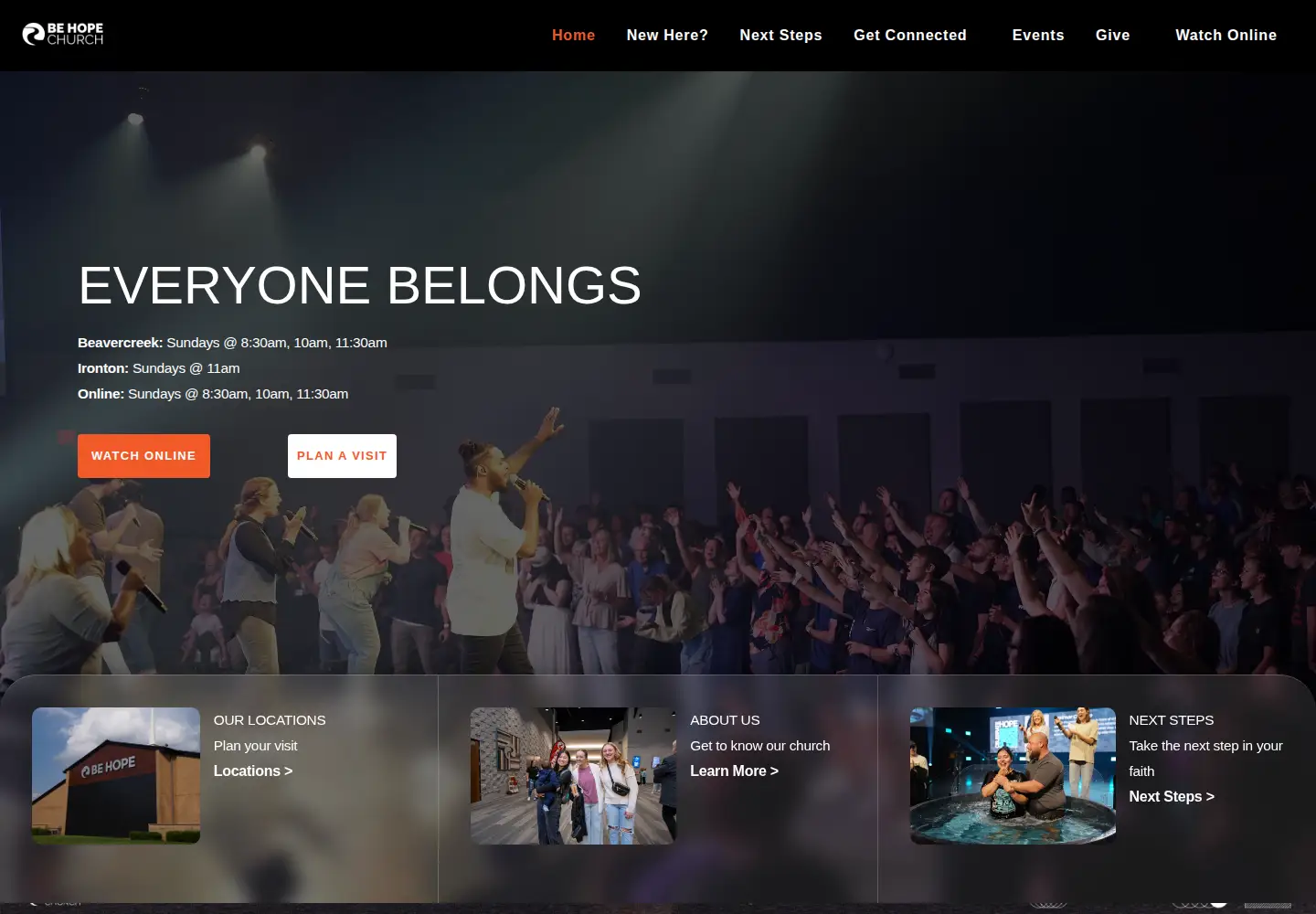 Screenshot of behope.church
