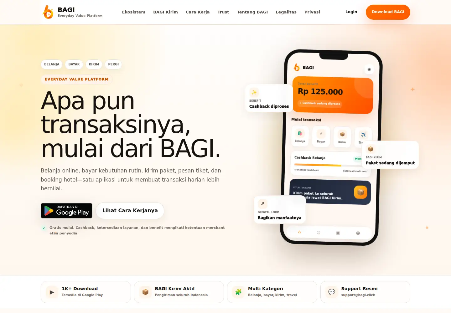 Captured homepage of bagi.click in the current scan