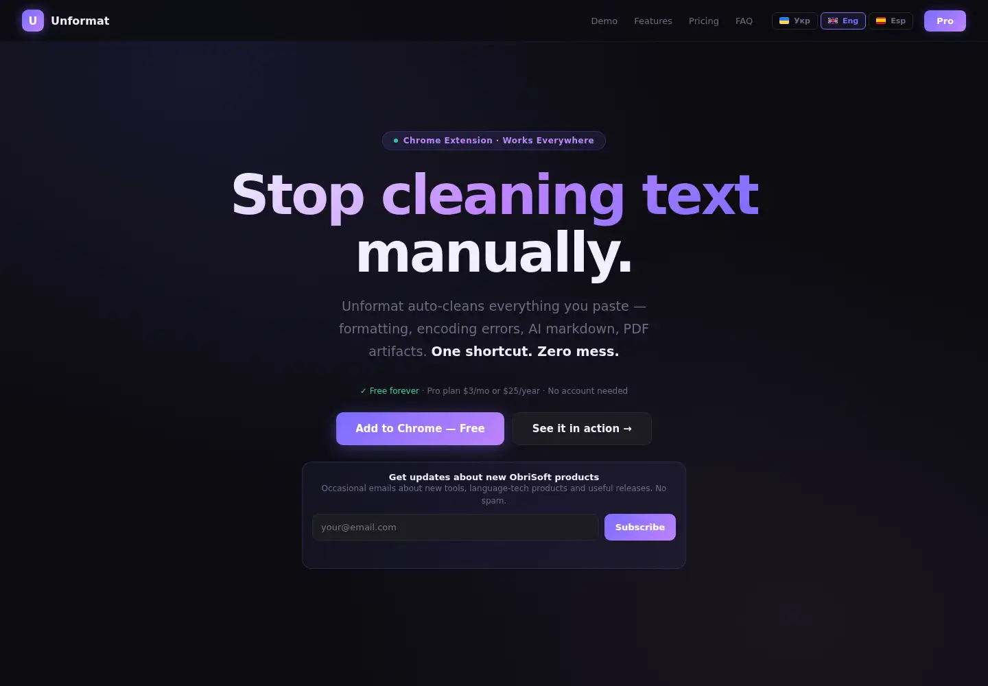 Screenshot of unformat.click