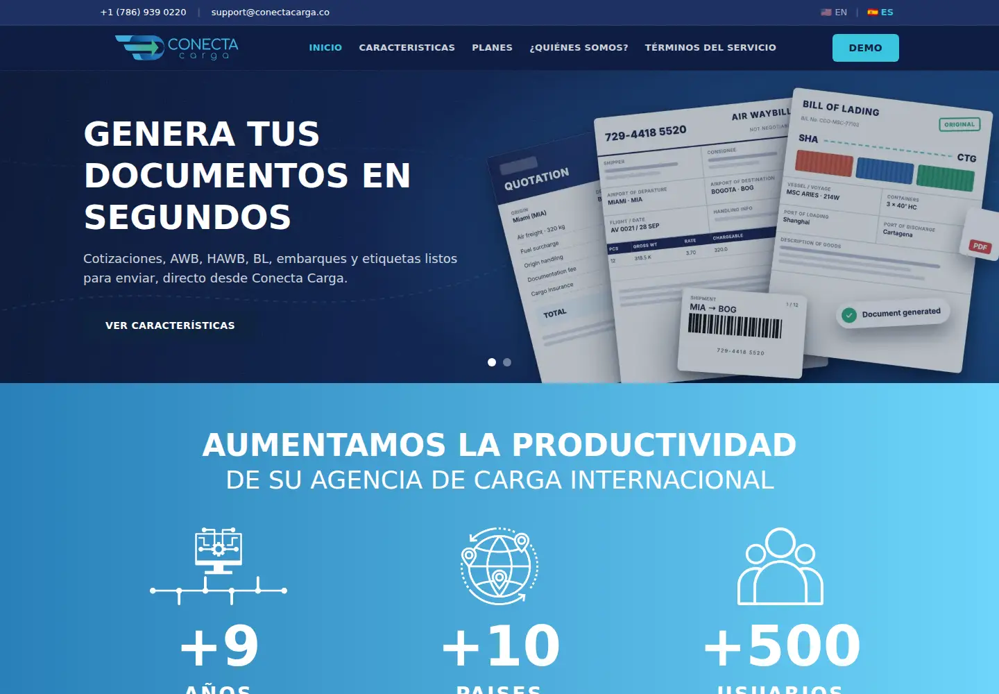 Captured homepage of conectacargo.co in the current scan