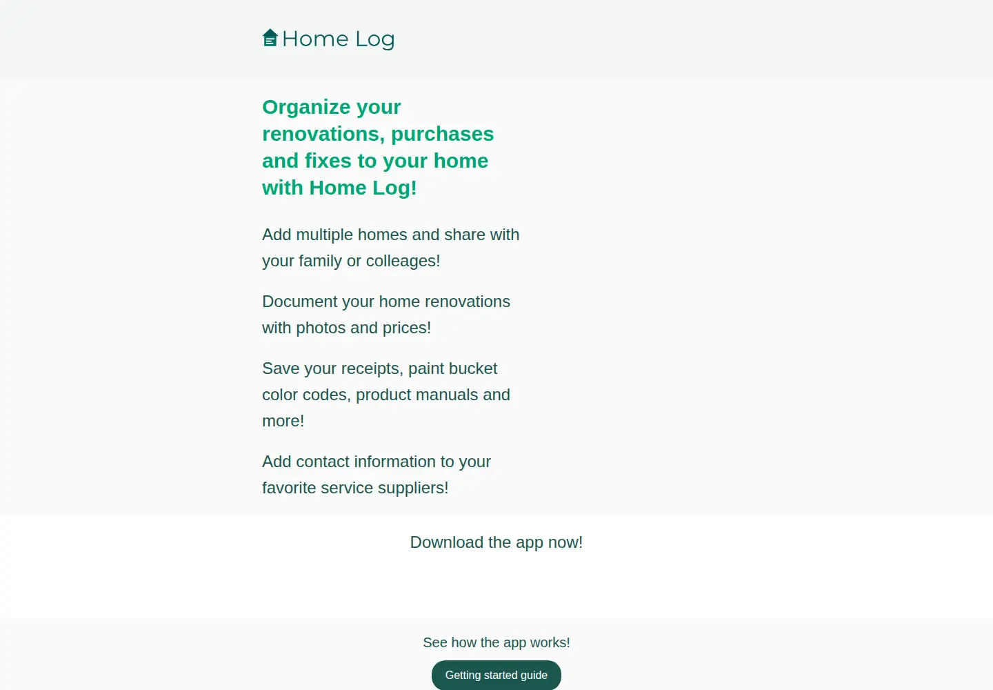 Screenshot of homelog.co