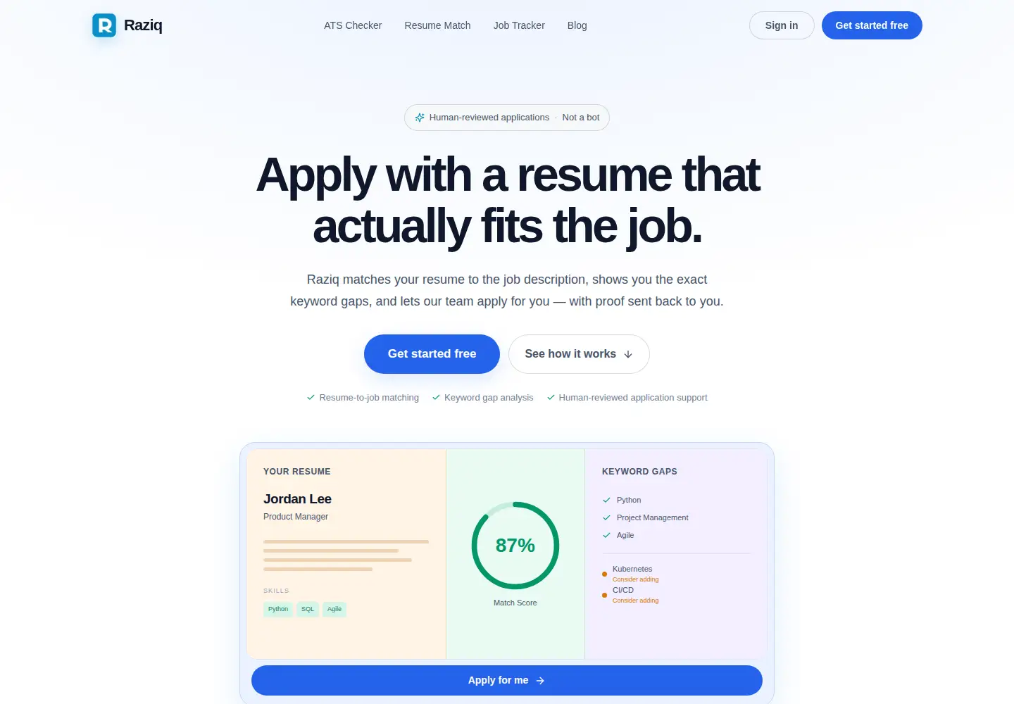 Screenshot of raziq.co