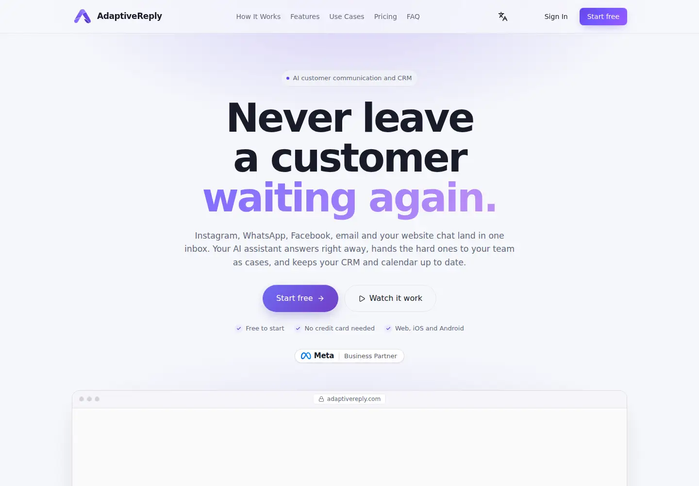 Screenshot of adaptivereply.com
