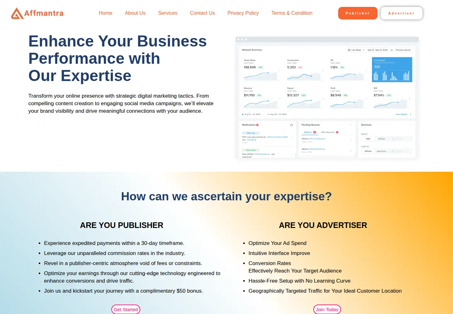 Screenshot of affmantra.com
