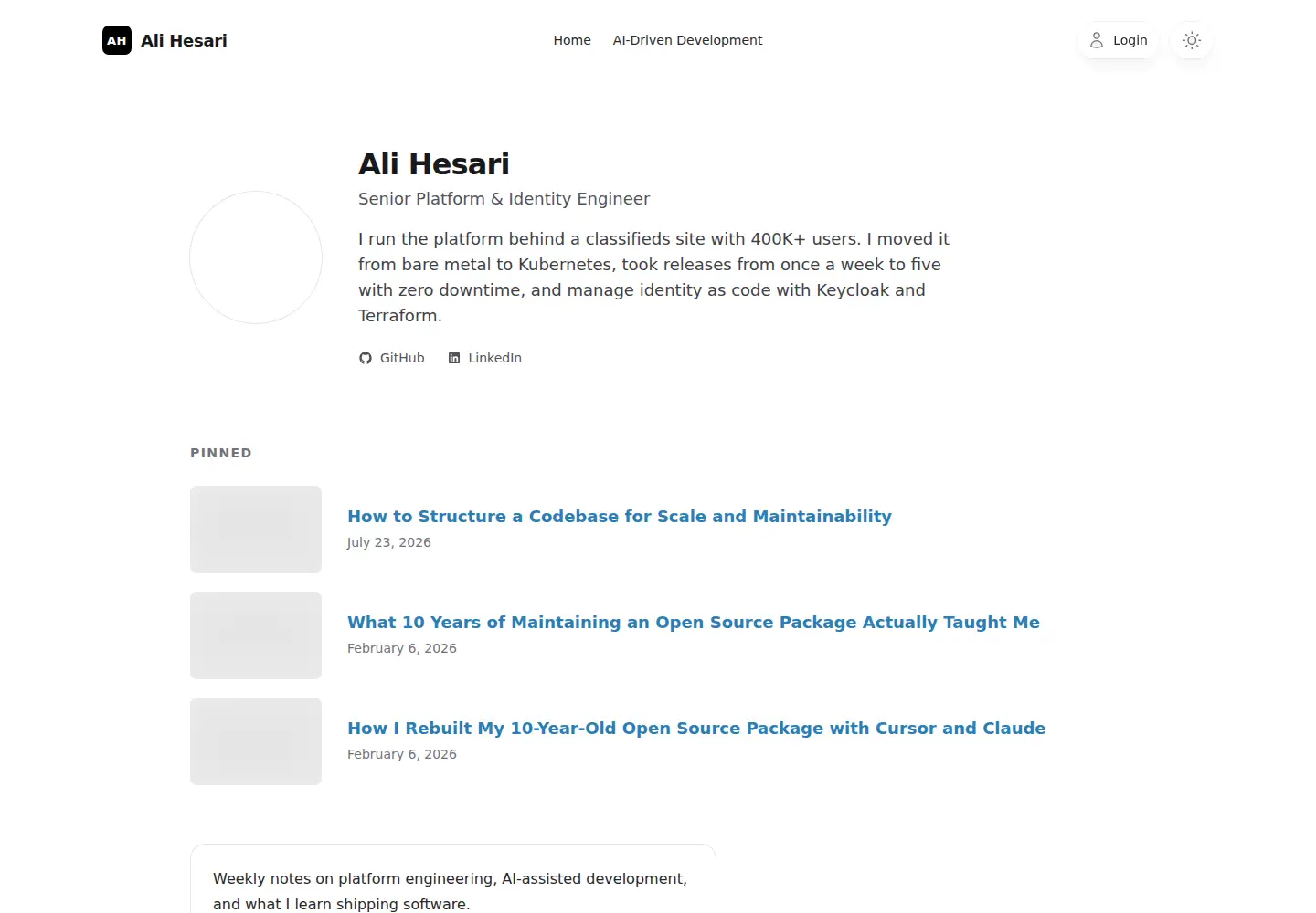 Screenshot of alihesari.com