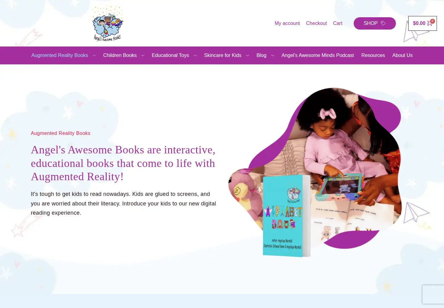 Captured homepage of angels-awesomebooks.com in the current scan