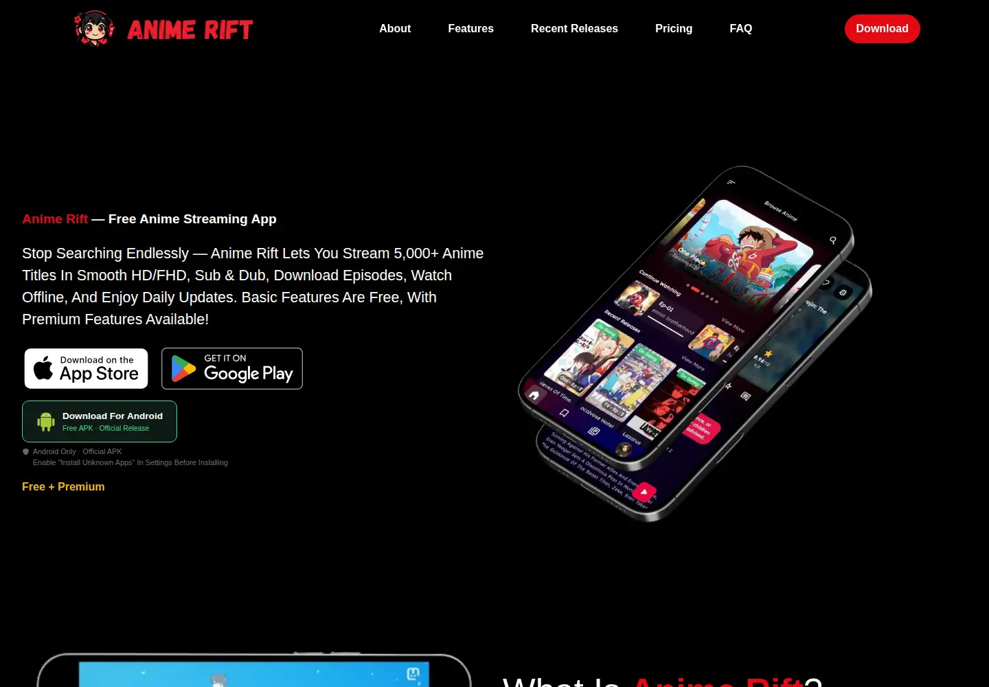 Captured homepage of anime-rift.com in the current scan