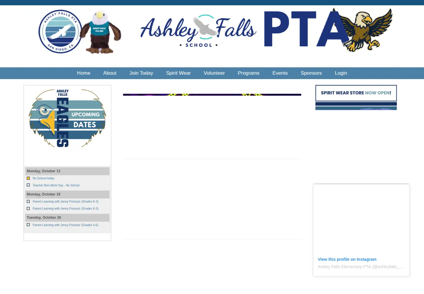 Captured homepage of ashleyfallspta.com in the current scan