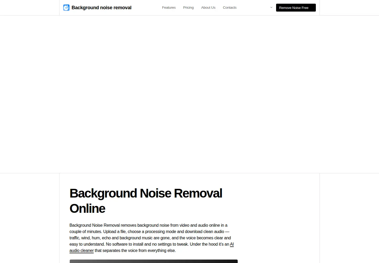 Screenshot of backgroundnoiseremoval.com
