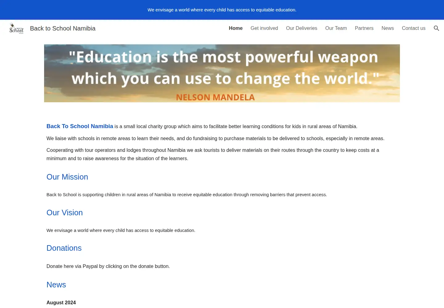 Captured homepage of backtoschoolnamibia.com in the current scan