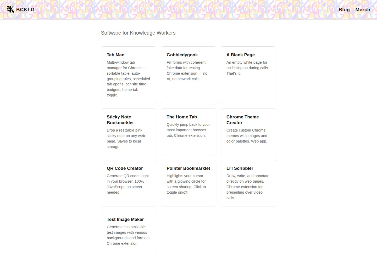 Screenshot of bcklg.com
