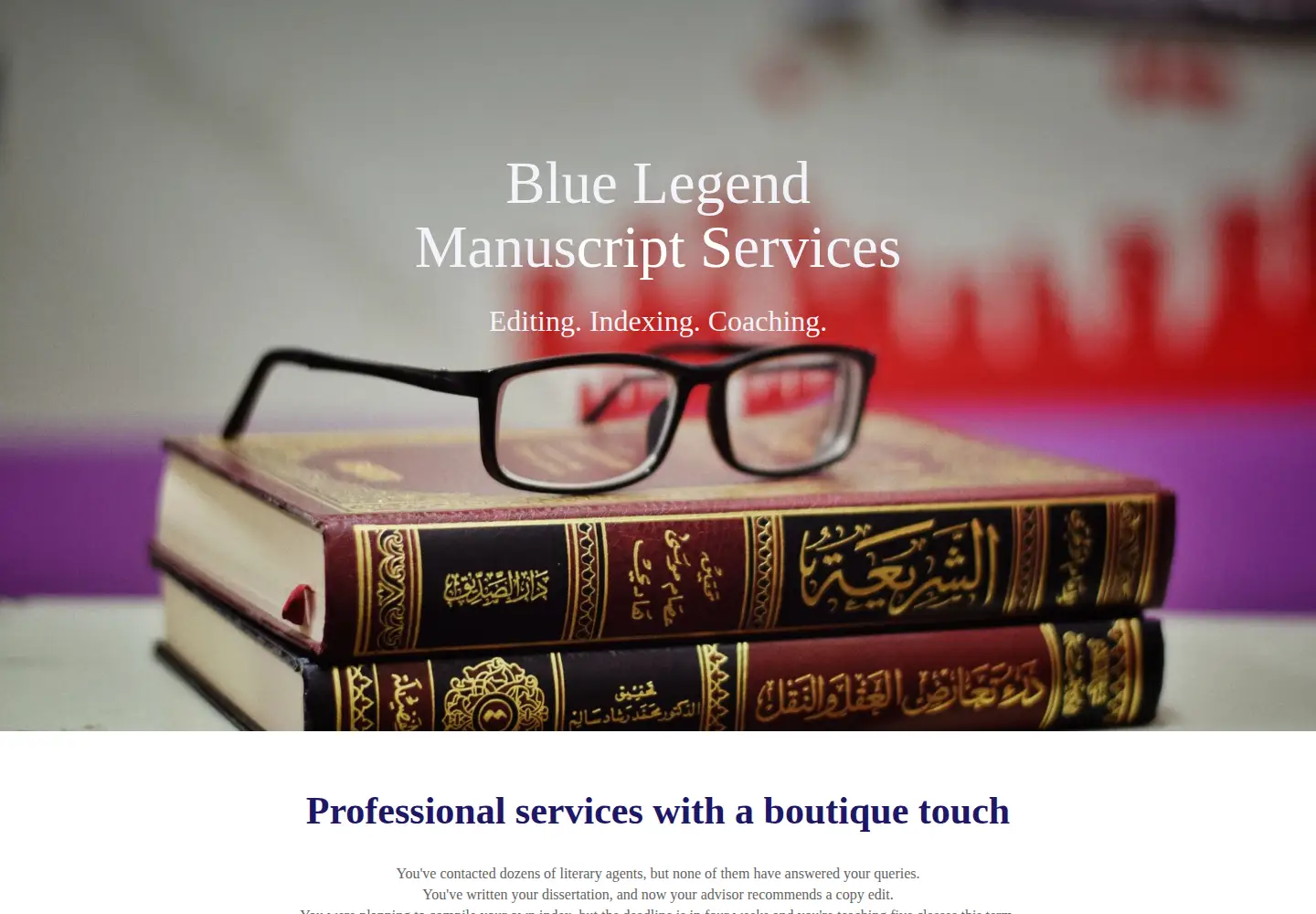 Screenshot of bluemanuscript.com