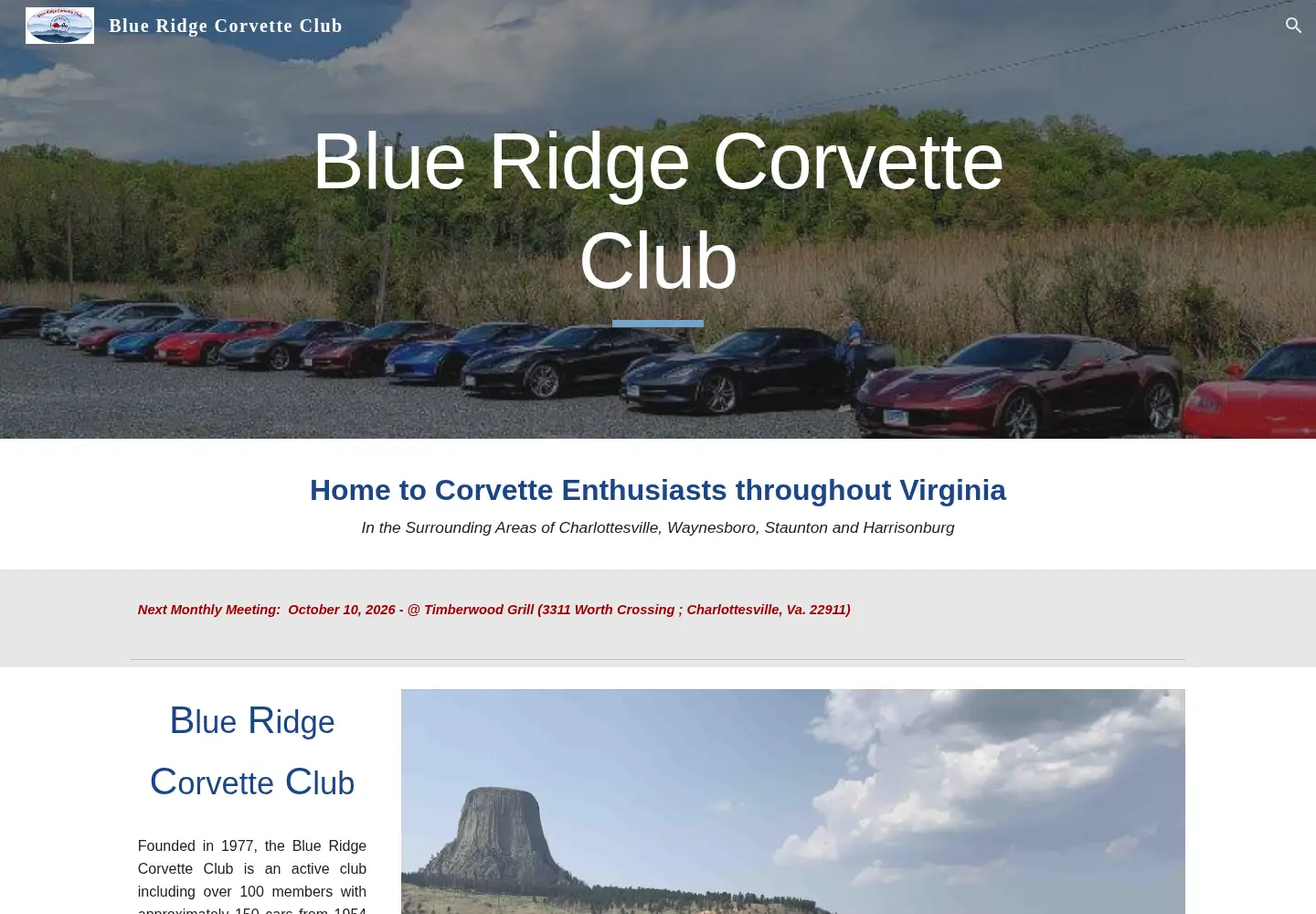 Screenshot of blueridgecorvette.com