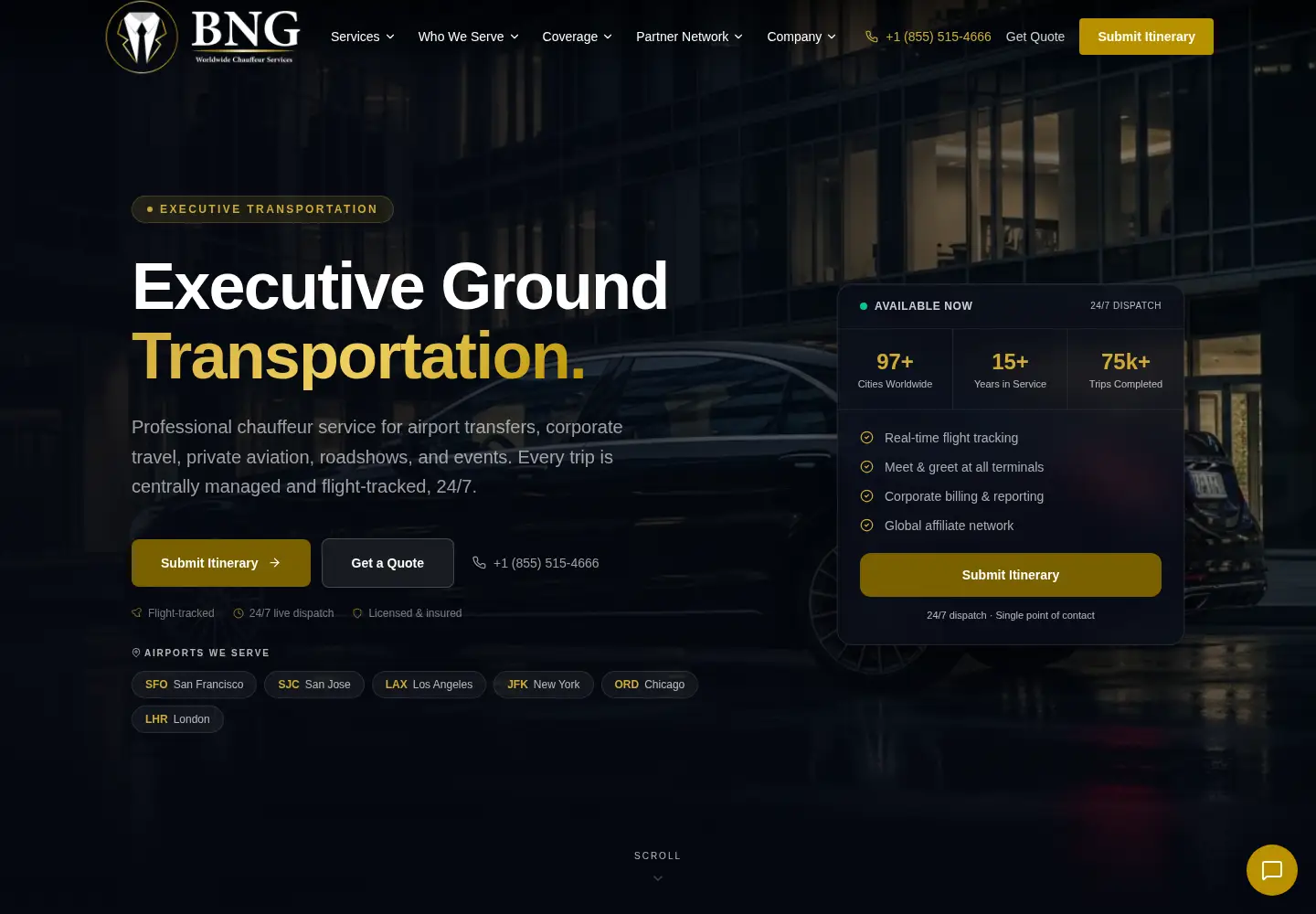Screenshot of bnglimo.com