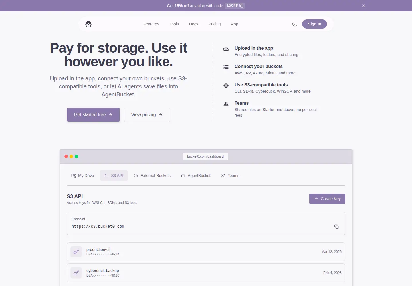 Screenshot of bucket0.com