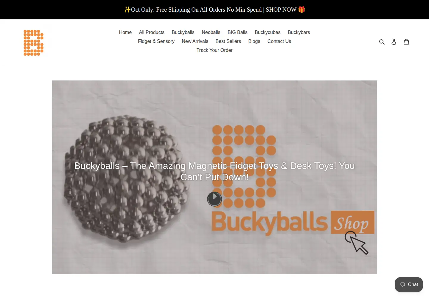 Captured homepage of buckyballsshop.com in the current scan