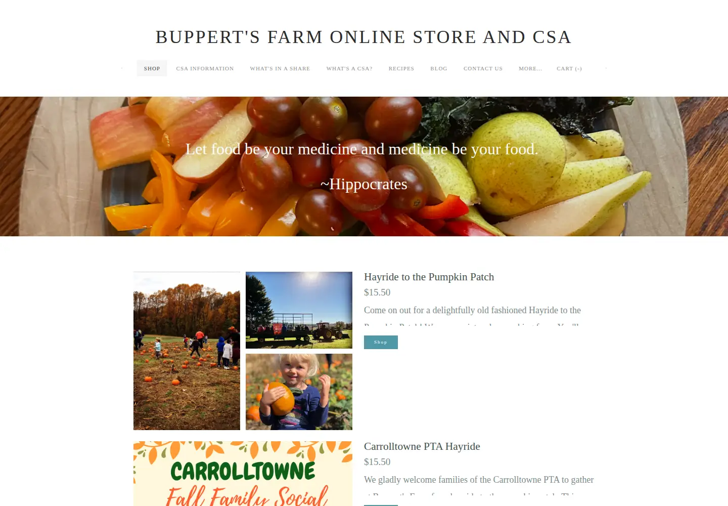 Captured homepage of buppertsfarmcsa.com in the current scan