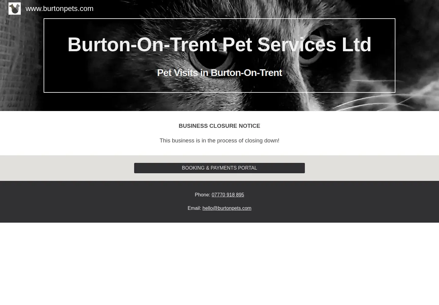 Screenshot of burtonpets.com