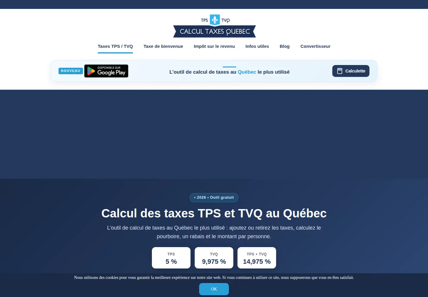 Screenshot of calcultaxesquebec.com