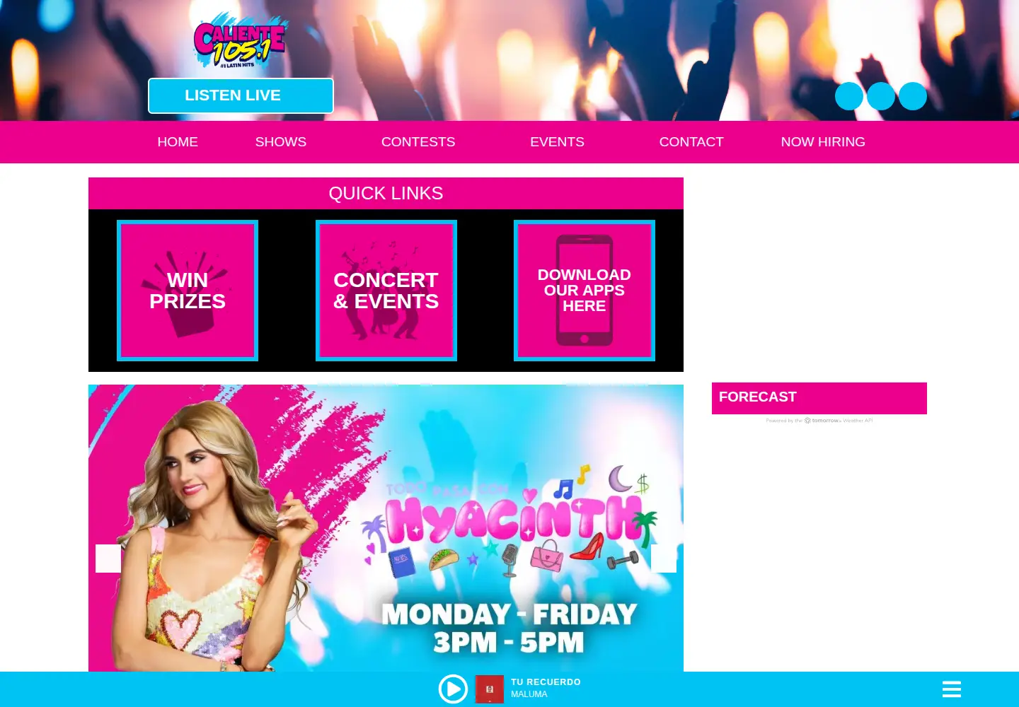Screenshot of caliente1051.com