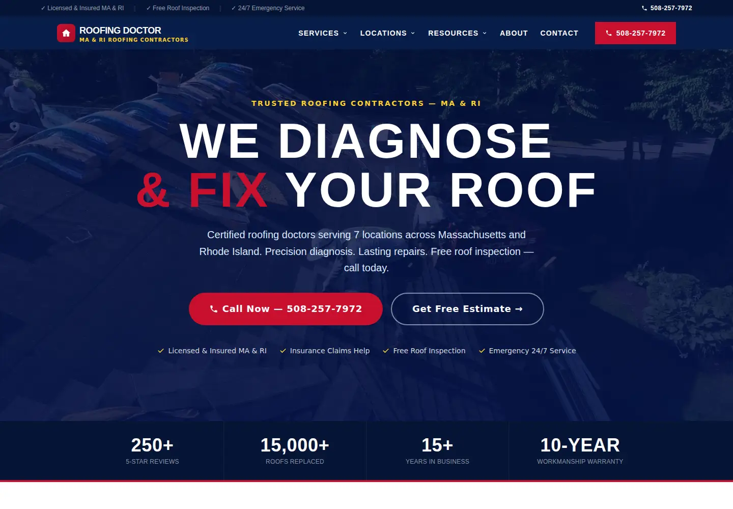 Screenshot of callroofdoctors.com