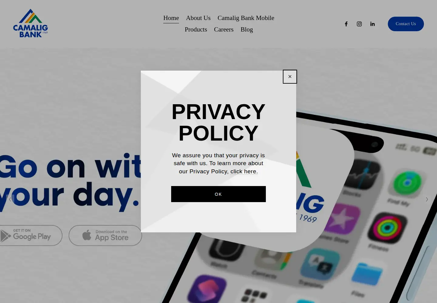 Screenshot of camaligbank.com