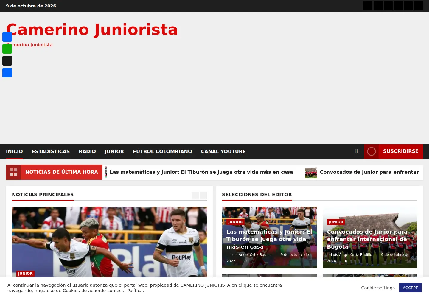 Captured homepage of camerinojuniorista.com in the current scan