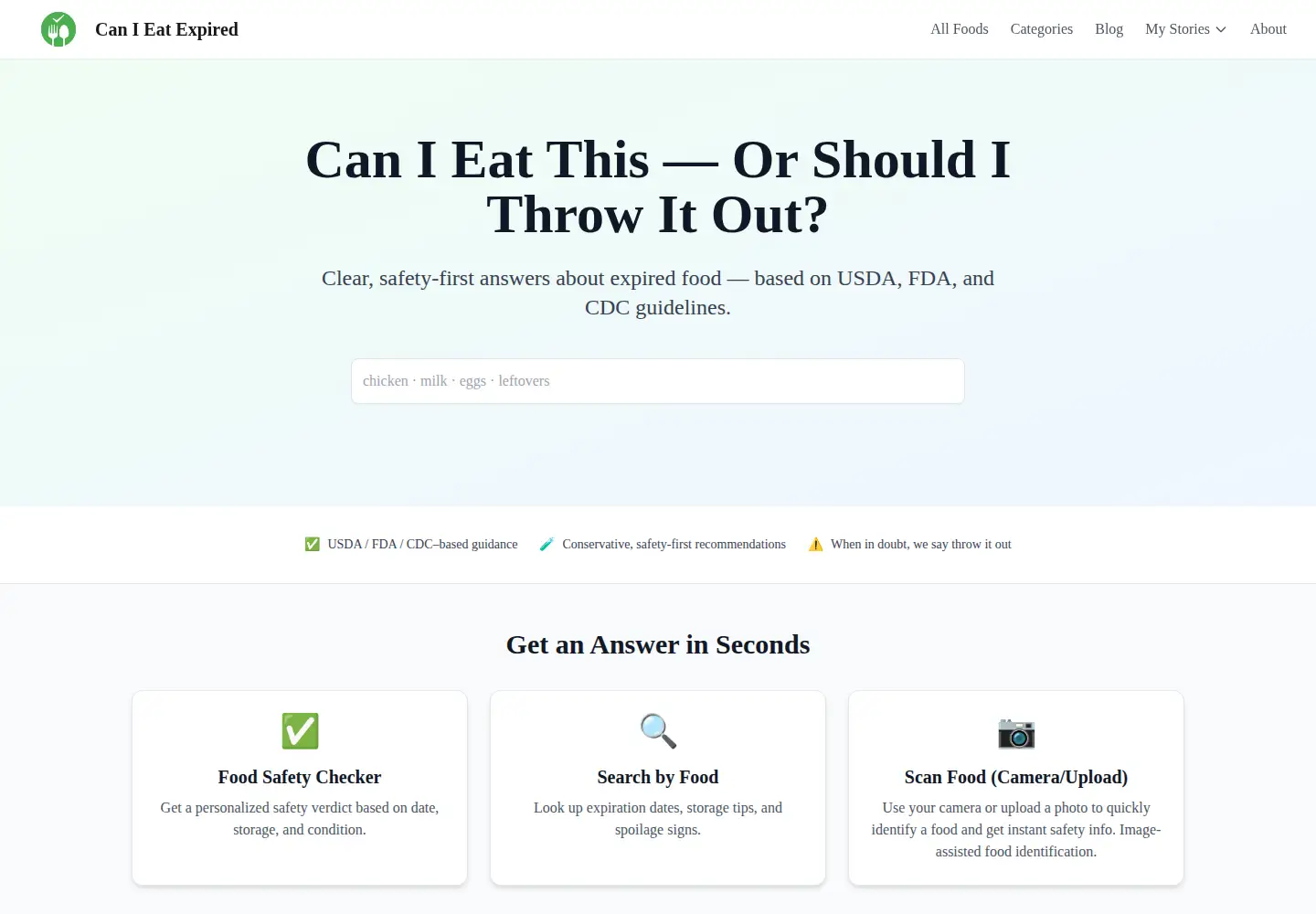 Screenshot of canieatexpired.com