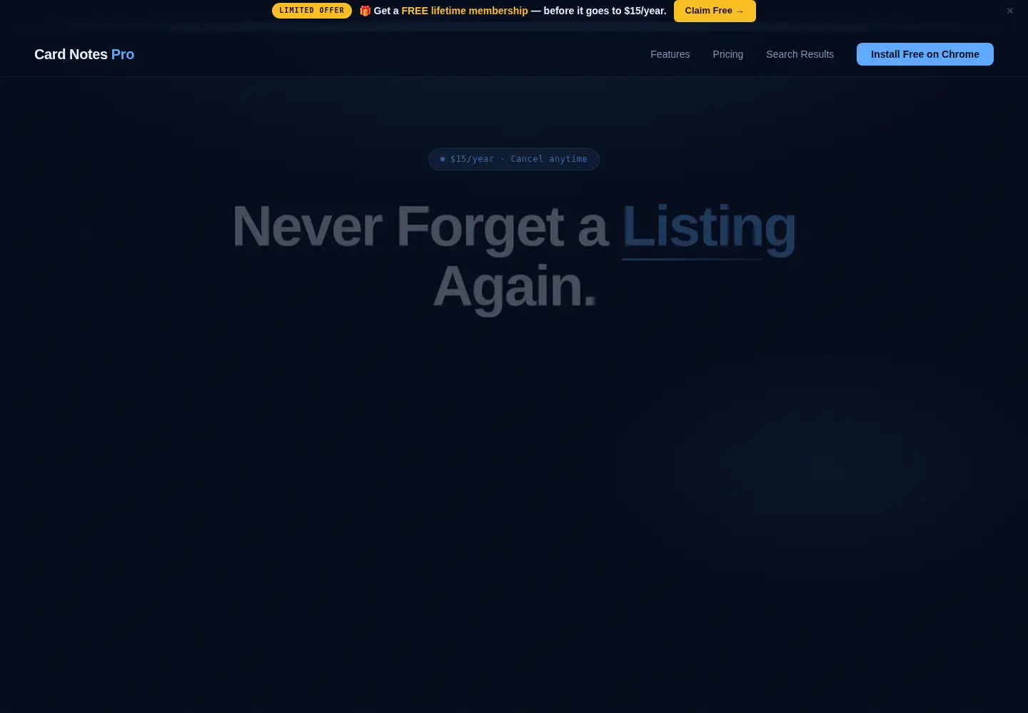 Screenshot of cardnotespro.com
