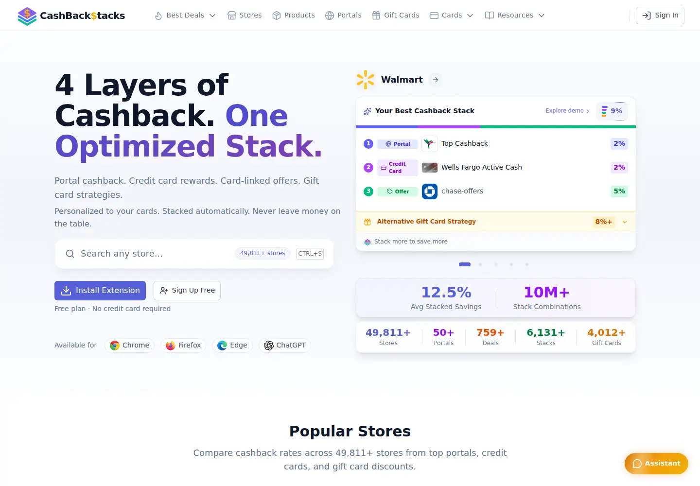 Screenshot of cashbackstacks.com